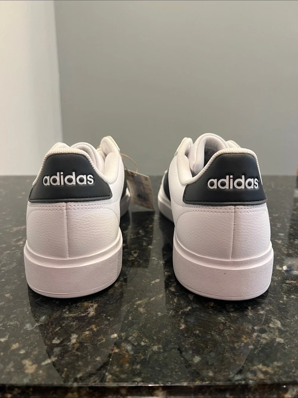 New adidas Grand Court 2.0 White Sneaker with Black Three-Stripes 11 M